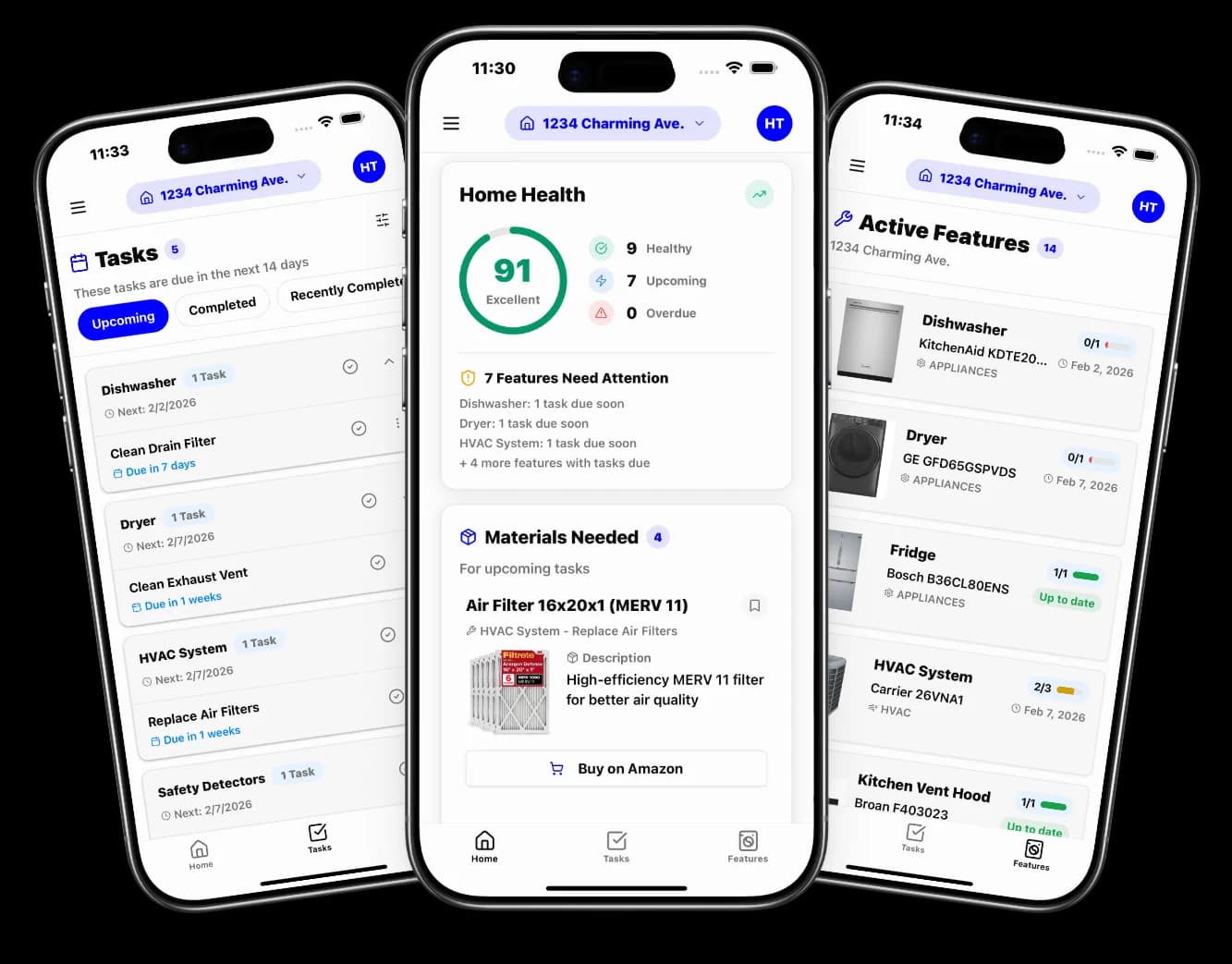 HomeBeacon mobile app screens