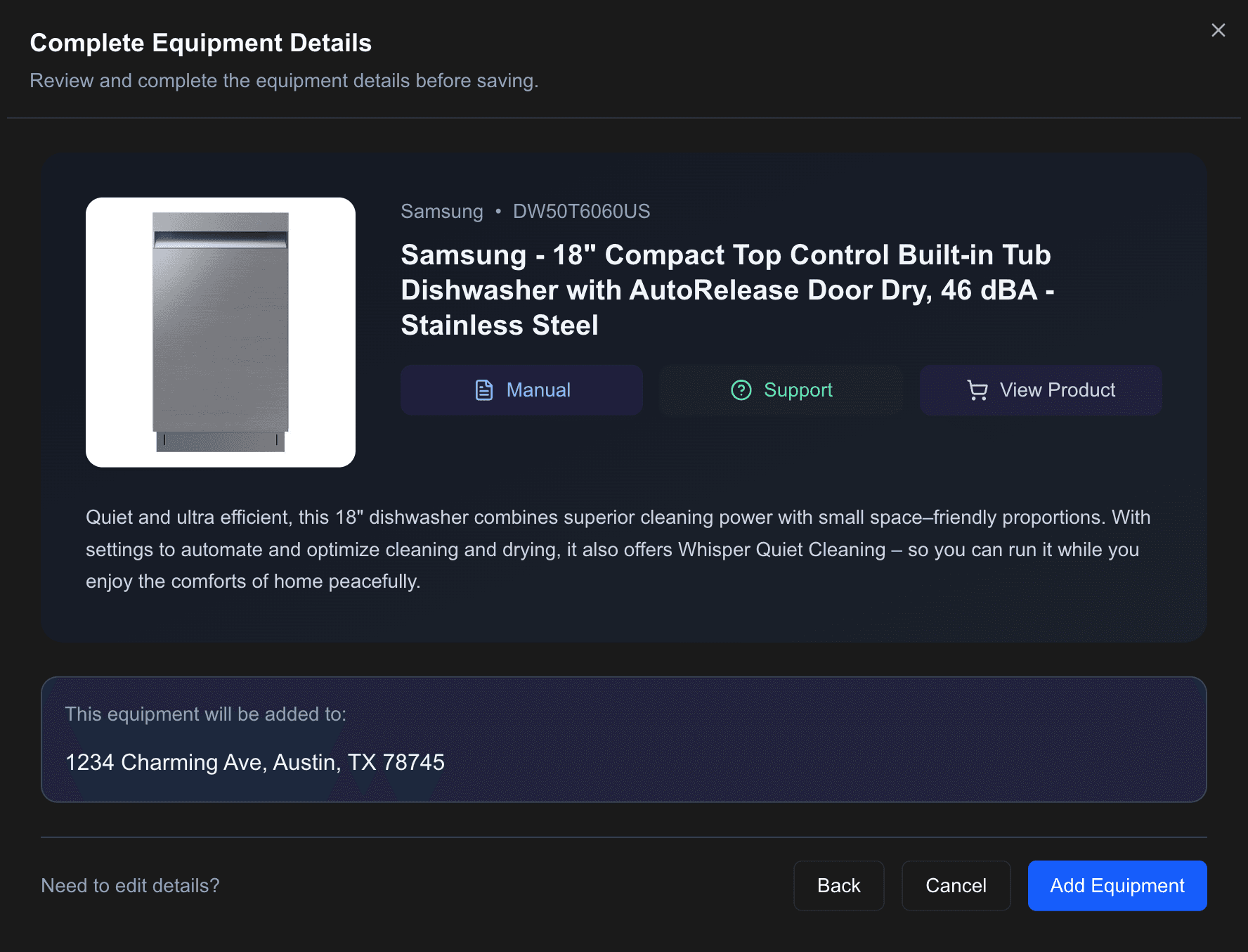 Equipment Tracking - Dark Mode